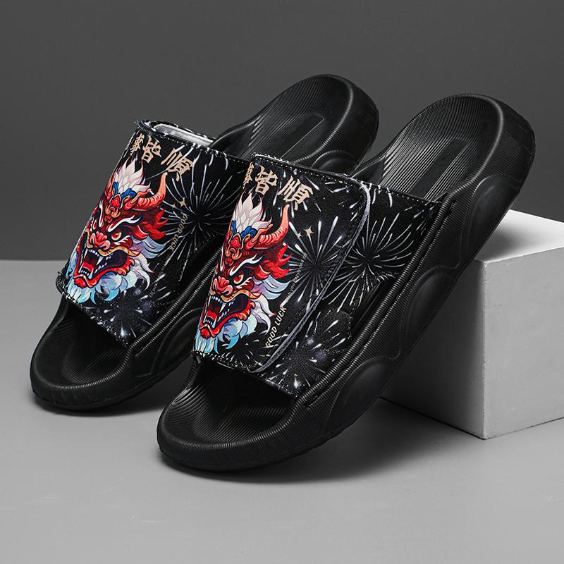 

Fashion CYYTL Mens Slippers Summer Outdoor Shoes Casual Beach Sandals Slides Walking Comfort Leather Luxury Designer Lightweight Fashion 38