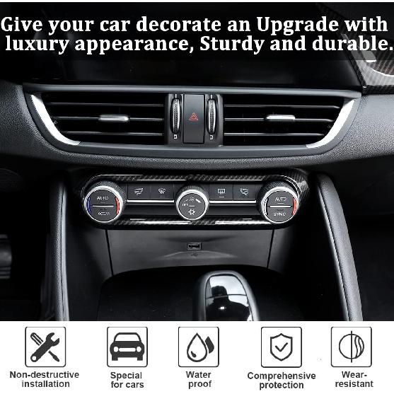 Carbon Fiber Style ABS for Alfa Romeo Giulia Stelvio 2016-2018 Car Center Air Conditioning Frame Cover Trim Auto Accessories