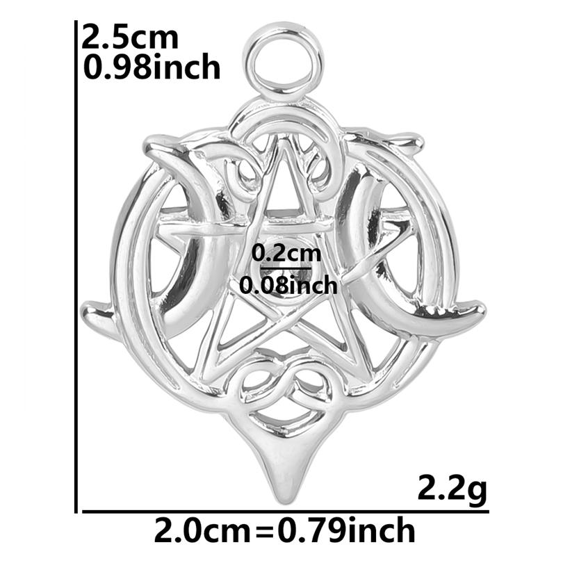 Silver Color Satan Charm Pentagram Star Moon Accessories Witch Celtic Knot No Fade DIY Stainless Steel Charms For Jewelry Making