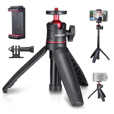 Ulanzi Tripod Smartphone Smartphone Clip Camera Tripod Small Selfie Stick Telescopic 3 Tier Smartphone Camcorder Tripod Selfie Stick with Hot Shoe