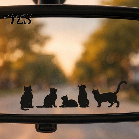 Personalized Car Decal Sticker, Waterproof PVC Self-adhesive Traceless Auto Decal, Five Cats Weatherproof Pattern Sticker for Fuel Tank Caps