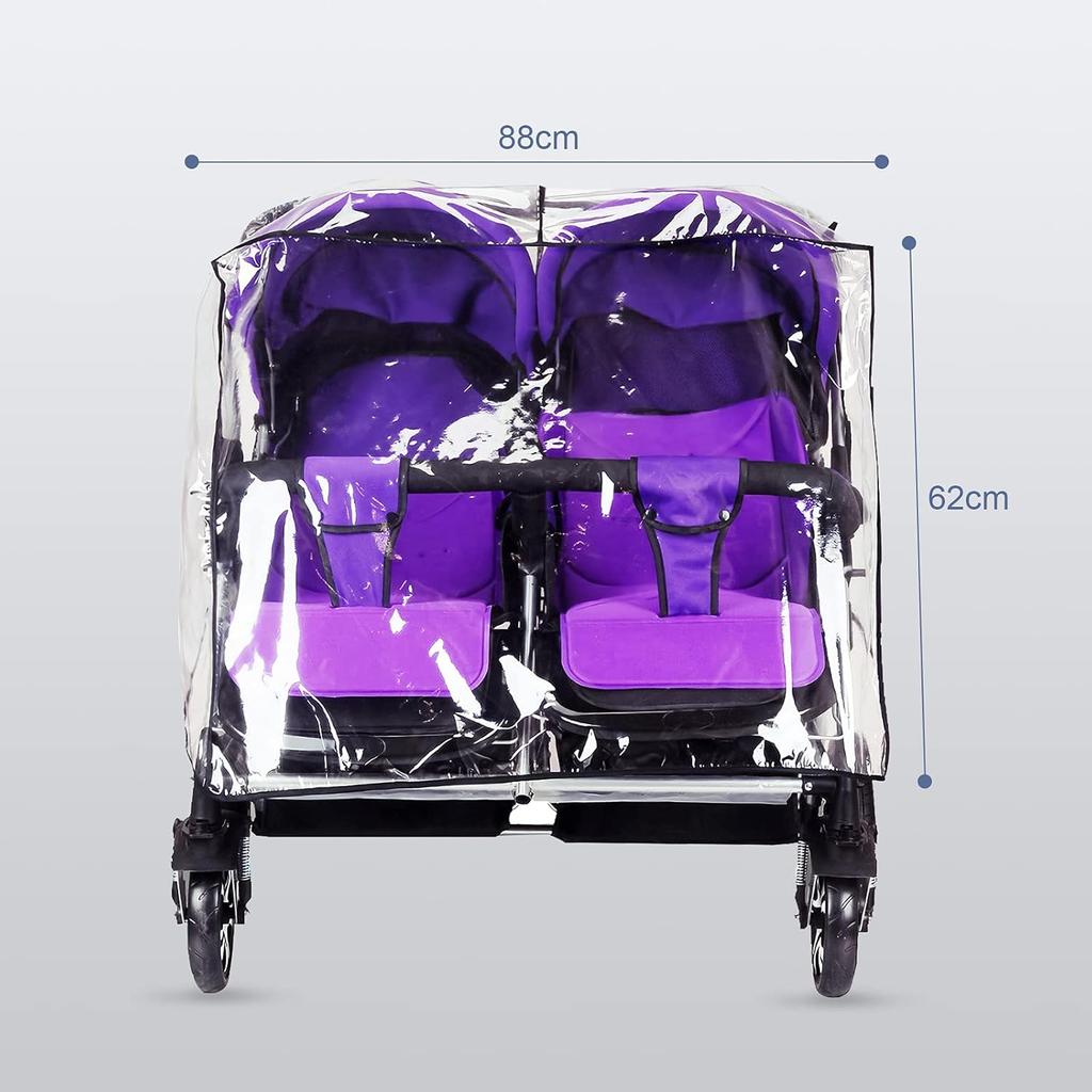 Double Stroller Rain Cover Universal Weather Shield for Side by Side Baby Stroller Waterproof Twin Pram Pushchair Raincoat Baby Outdoor Activities