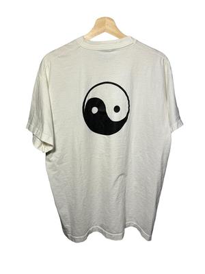Vintage 90s Yin  Yang Tai Chi T-Shirt XL Meditation Positive White Dbl Sided Unisex T-Shirt