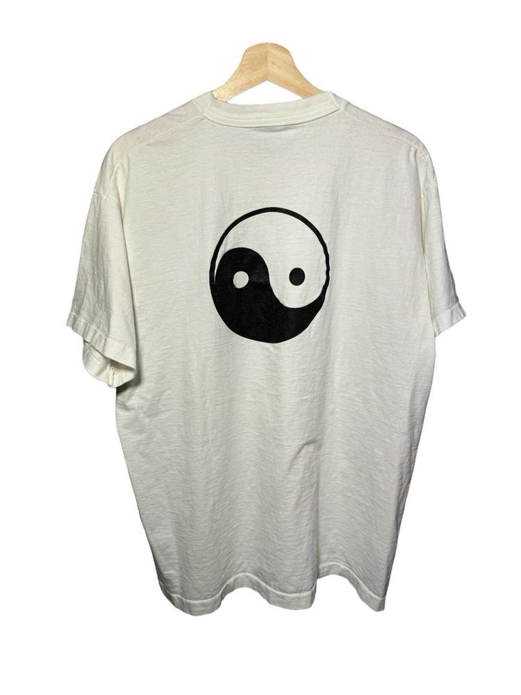 

Vintage 90s Yin Yang Tai Chi T-Shirt XL Meditation Positive White Dbl Sided Unisex T-Shirt XL