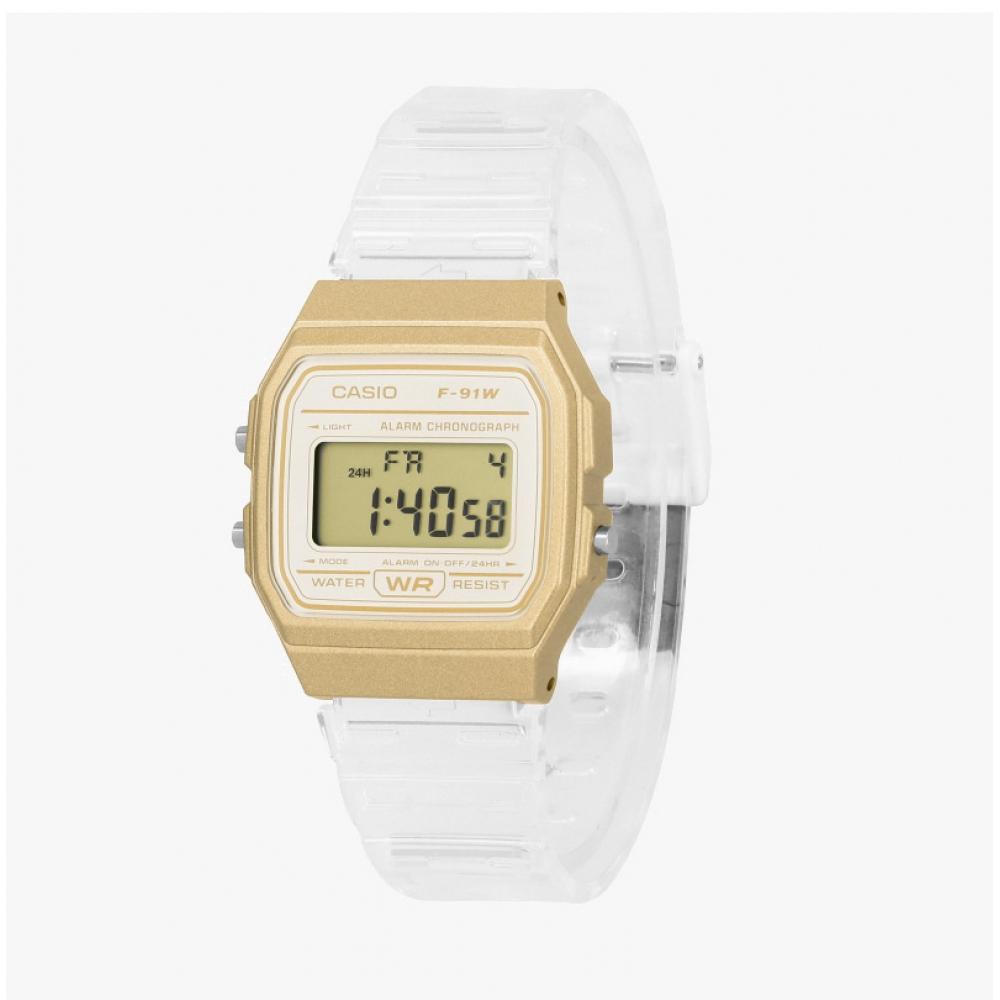 Casio Unisex Digital Square Vintage Retro Transparent Urethane Watch F 91ws 7a2