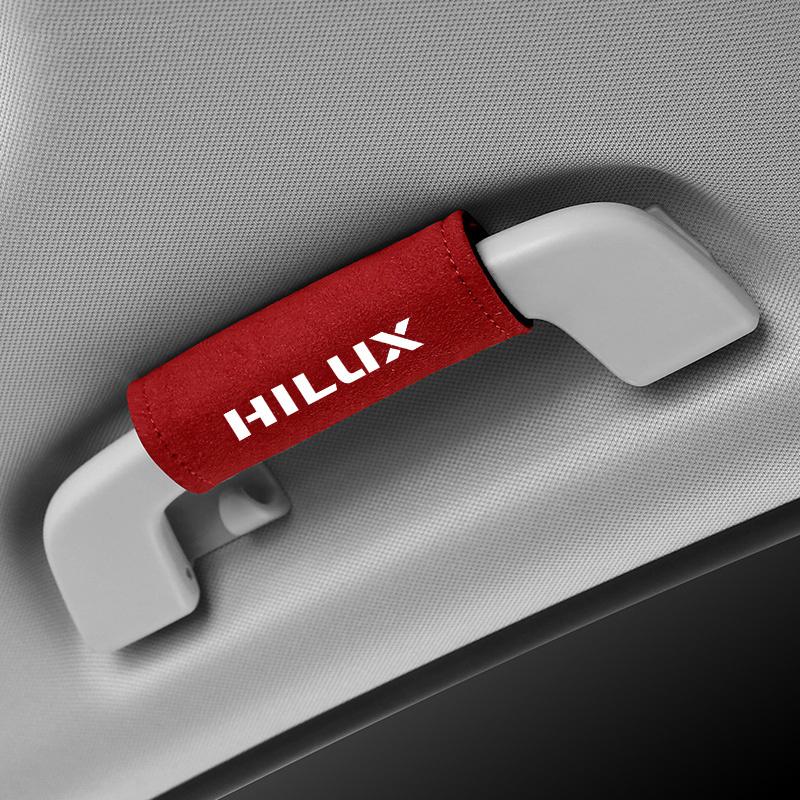 Suede Leather Car Roof Armrest Pull Protection Cover Gloves Door Handle Accessories For Toyota Hilux Surf Vigo Revo 2017 2018