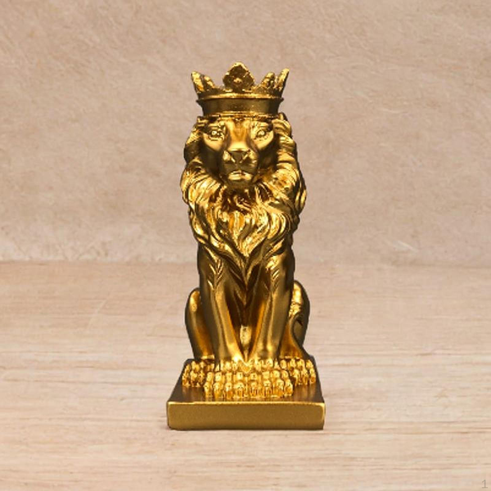 

Статуэтка льва с короной, настольное украшение высотой 5,7 дюйма, ручная работа для отелей, книжных полок и т. д. Golden