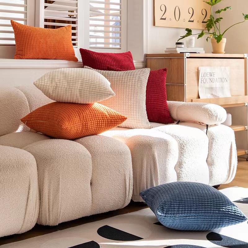 1pc 17.72×17.72inch Corduroy Big Corn Kernel Plush Cushion Cover Sofa Pillow Cover Home Bed Decoration