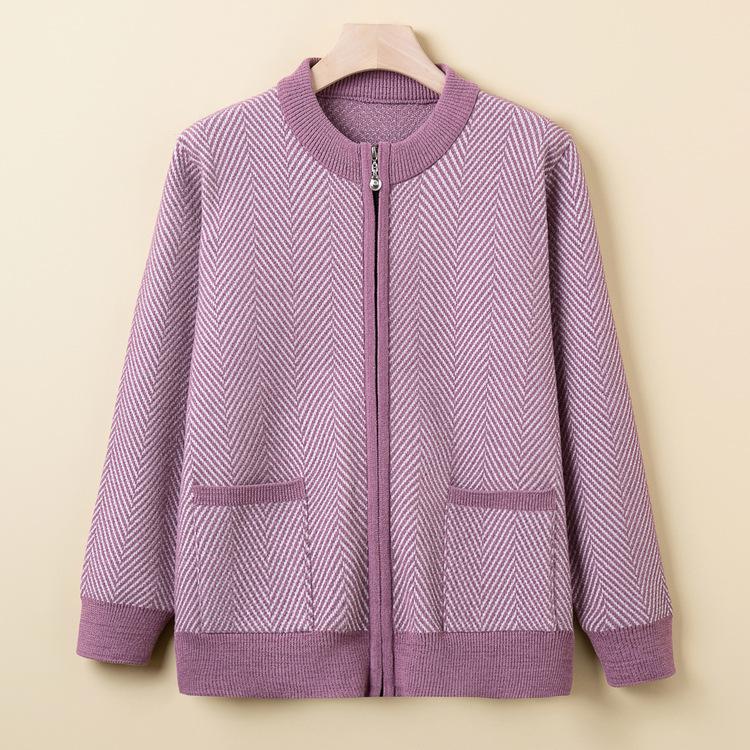 Jacket Spring and Autumn Clothes New Knitted Cardigan Jacket for The Elderly