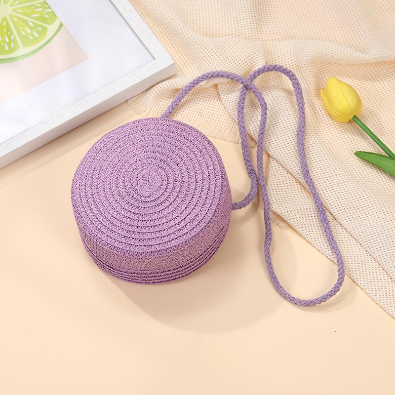 Children's bags Girls messenger bags New summer woven straw bags Seaside vacation girls round shoulder bag