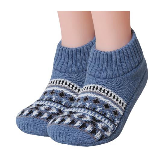 Retro Winter Slipper Socks Thickened Fleece Lined Low Cut Socks Socks with Grips Non-Slip Ankle Slipper