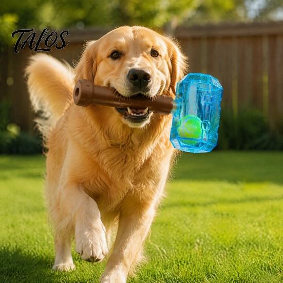 Large Dog Enrichment Toys Interactive Squeaky Hammer Toy with Built-in Tennis Ball for Medium And Dogs, Fetch Games Dogs Sound Making Puppy
