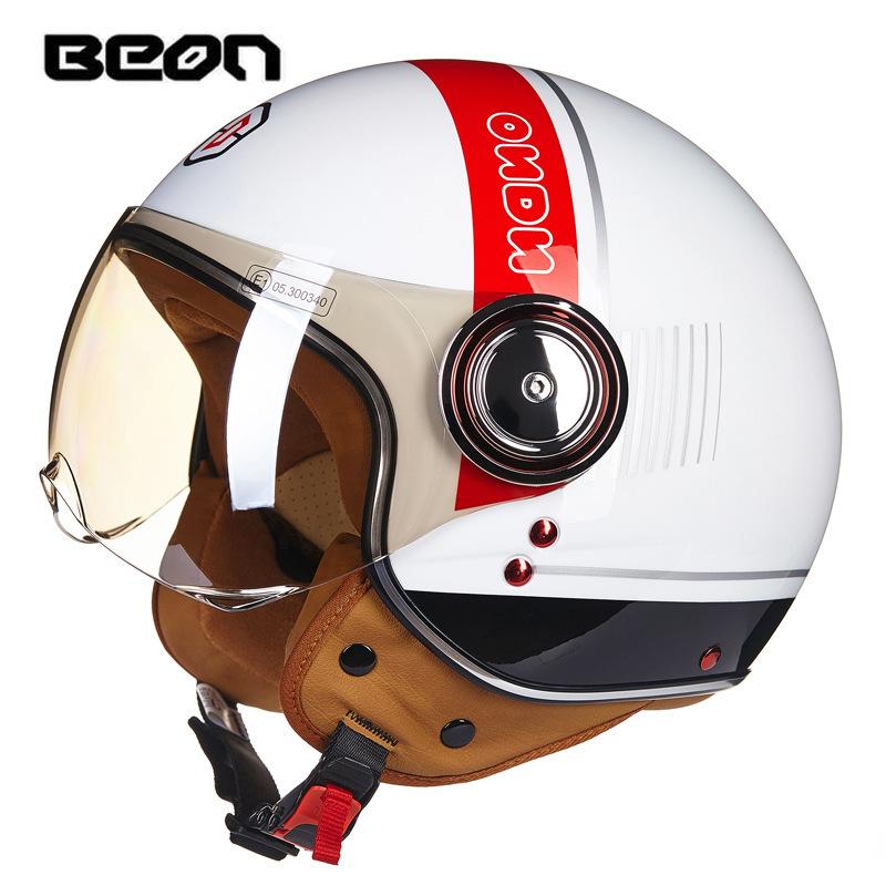 Beon Motorcycle Spring and Summer Helmet, Stylish and Cool, Unisex, Lightweight, Semi-covering, Retro Style