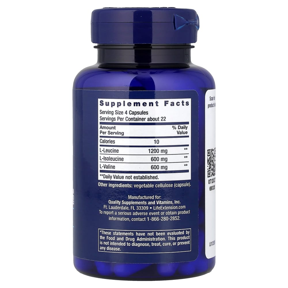 Life Extension Branched-Chain Amino Acids (BCAA) Capsules, 90 Count