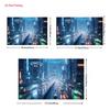 2D Gamer Backdrop, Futuristic Night Cityscape with Neon Lights and UFOs Banner