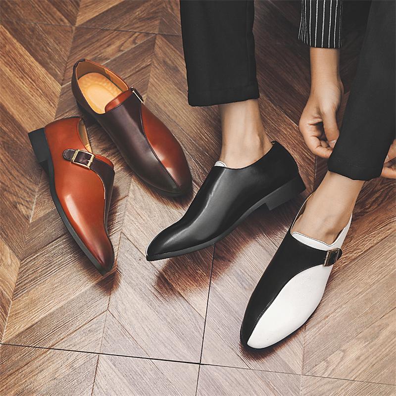 Fashion Luxury Men Fashionable Formal Shoes PU Splicing Business Office Loafers Gentleman Banquet Social Shoes Size 38-46 Men Shoes