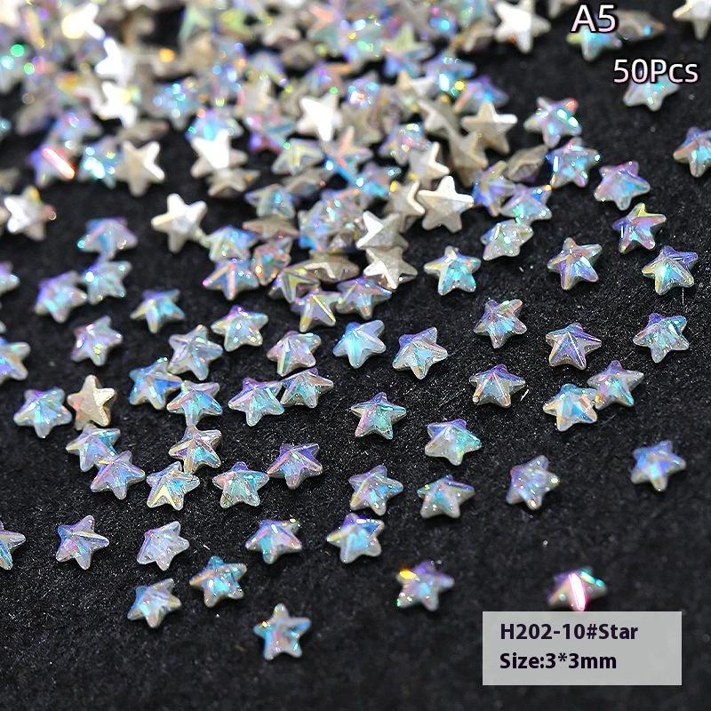 

50Pcs Star Flat Bottomed Zircon Nail Diy Manicure Decoration Accessories Nail Charm
