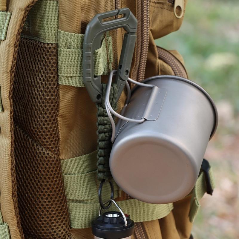 Water Bottle Hanging Buckle Backpack Carabiner Hiking Gadgets  Outdoor Parachute Rope Carabiner Hook Anti-lost Key Chain