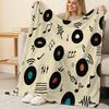 Lightweight Flannel Blanket, Music Record Design - Versatile Cozy Throw for Home, Car, Christmas & Halloween