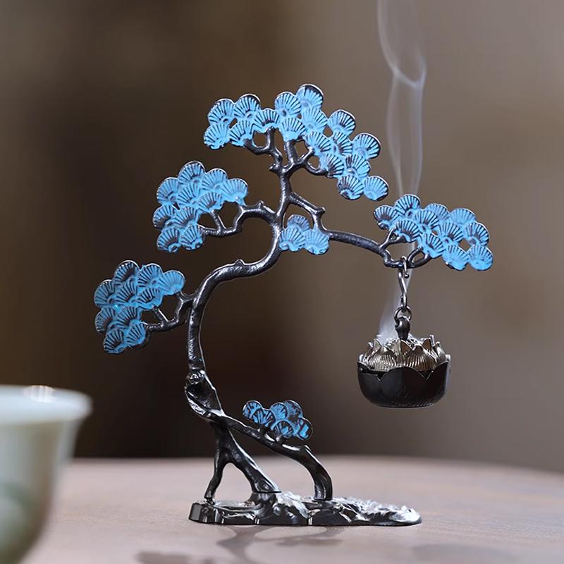 Creative Welcome Guest Pine Incense Burner Ornament Zen Tea Ceremony Home Indoor Chinese Hollow Retro Hanging Incense Burner 1Pc