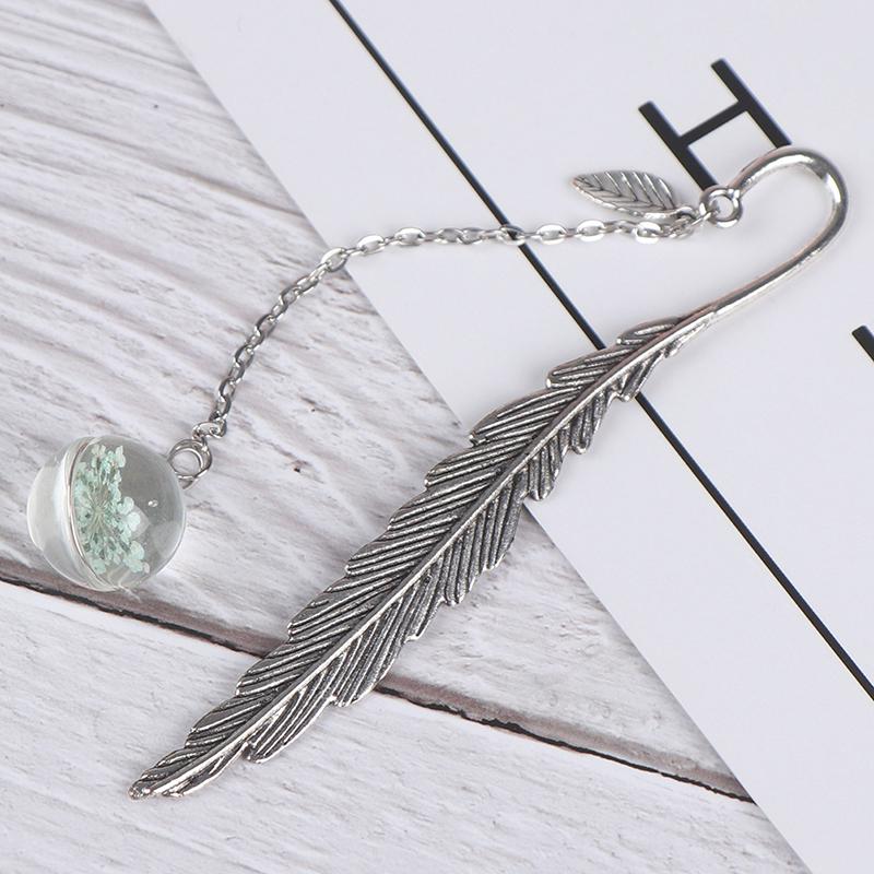 Flower Specimens Bookmark Pendant Metal Book Mark School Office Supply