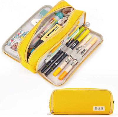 STAROUR Large Capacity Pencil Multifunctional Tool Pencil Case with Suitable for Junior High and College Boys and Office and Yellow Case, Pouch, High,