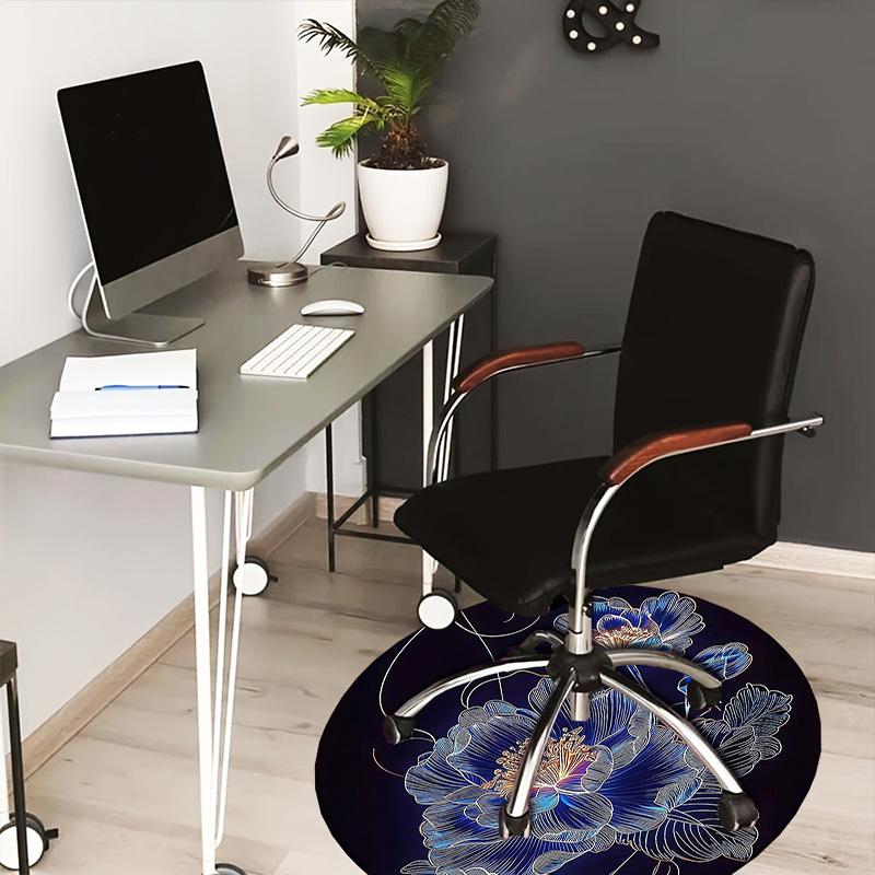 

1pc Floral Artwork Round carpet, Made of Polyester,Perfect for Decorating Office Chairs, Living Rooms fplt144 80cm by 80cm