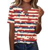 Women's T Shirt Independence Day Print Button Short Sleeve Daily Weekend Fashion Basic V- Neck Regular Top
