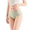 Women's Mid-Waist Ice Silk Lace Underwear - Summer Mesh Satin, Sexy Solid Color with Cotton Crotch