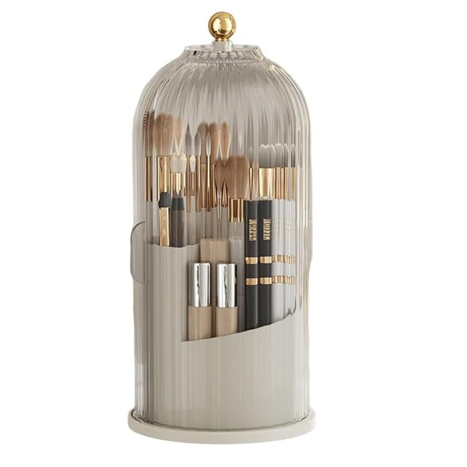 

Rotating Makeup Brush Multifunctional Storage Makeup Box with Transparent Large Stylish and Lipstick Storage Gift with White Transparent 360° Case,