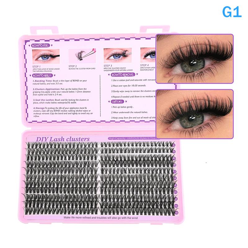 Lashes Cluster Diy Lash Extension Mixed Tray Clusters Eyelashes Fluffy Individual Lashes With Lash Bond And Seal And Tweezers