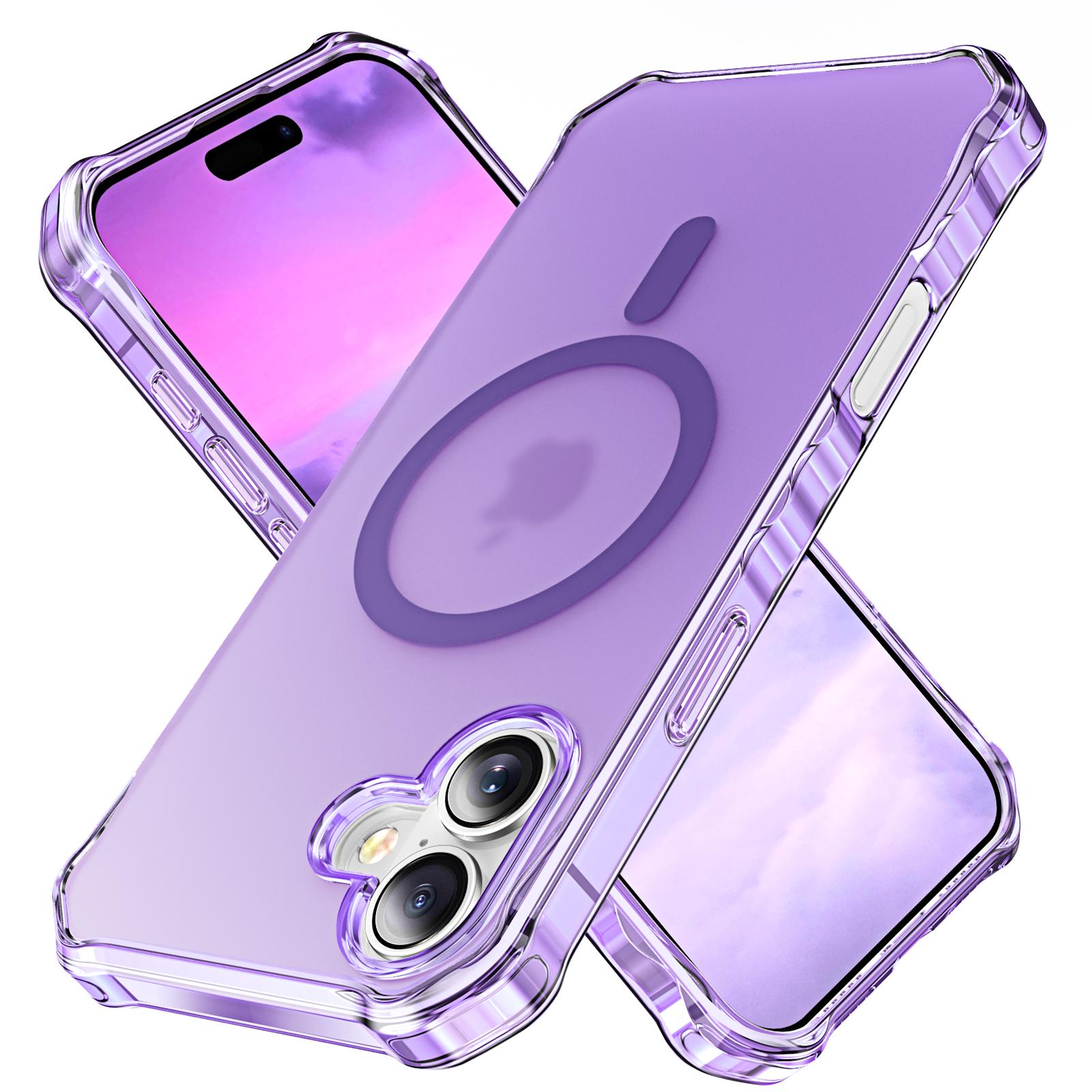 

For iPhone 16 Plus Case Compatible with MagSafe Small Wavy Edge PC+TPU Phone Cover Purple