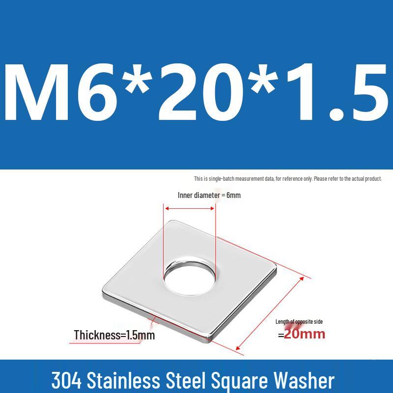 304 Stainless Steel Thickened Square Washer for Curtain Wall (M4-M16)