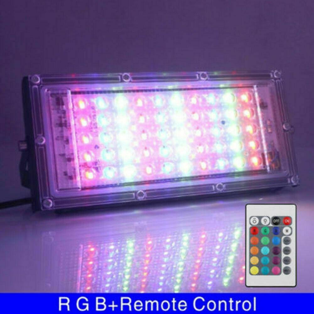 High Power LED Flood Lights 220-240V Remote RGB Outdoor Lighting Parks The Garden Decorative Spotlights Aluminum Flood Lamp
