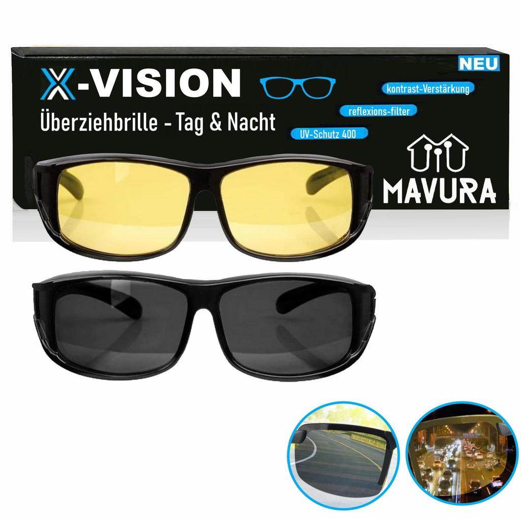 X-VISION Γυαλιά Ηλίου Γυαλιά Νυχτερινής Όρασης Γυαλιά Εφαρμογής Πάνω από Γυαλιά Πολωμένα 2τεμ.