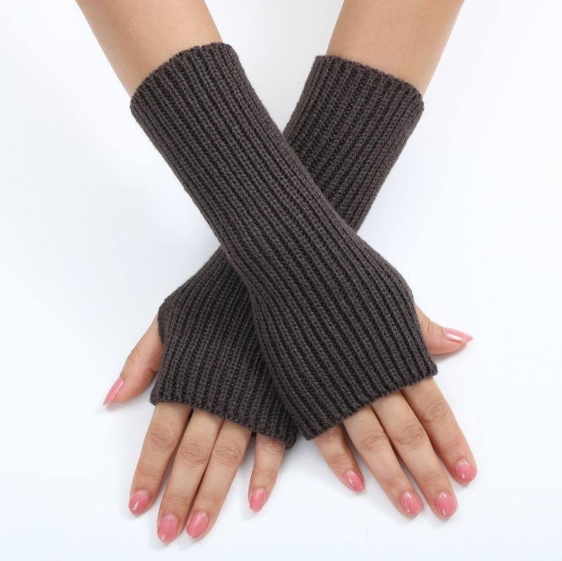 Botvotee Pink Y2k Accessories Sleeves for Women Arm Warmers Winter Knit Fingerless Gloves Cute Arm Guard Half Finger Black Red