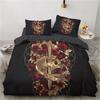 3D printed Gothic skull rose microfiber duvet cover soft and comfortable 3-piece bedding set with zipper and 2 pillowcases