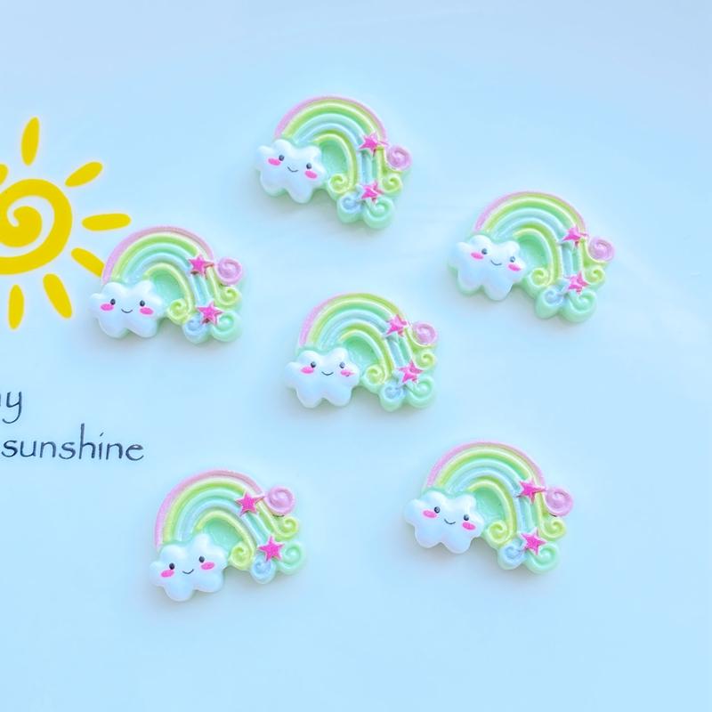 

20Pcs New Cute Mini 16*21mm Rainbow Series Flat Back Resin Cabochons Scrapbooking DIY Jewelry Craft Decoration Accessorie