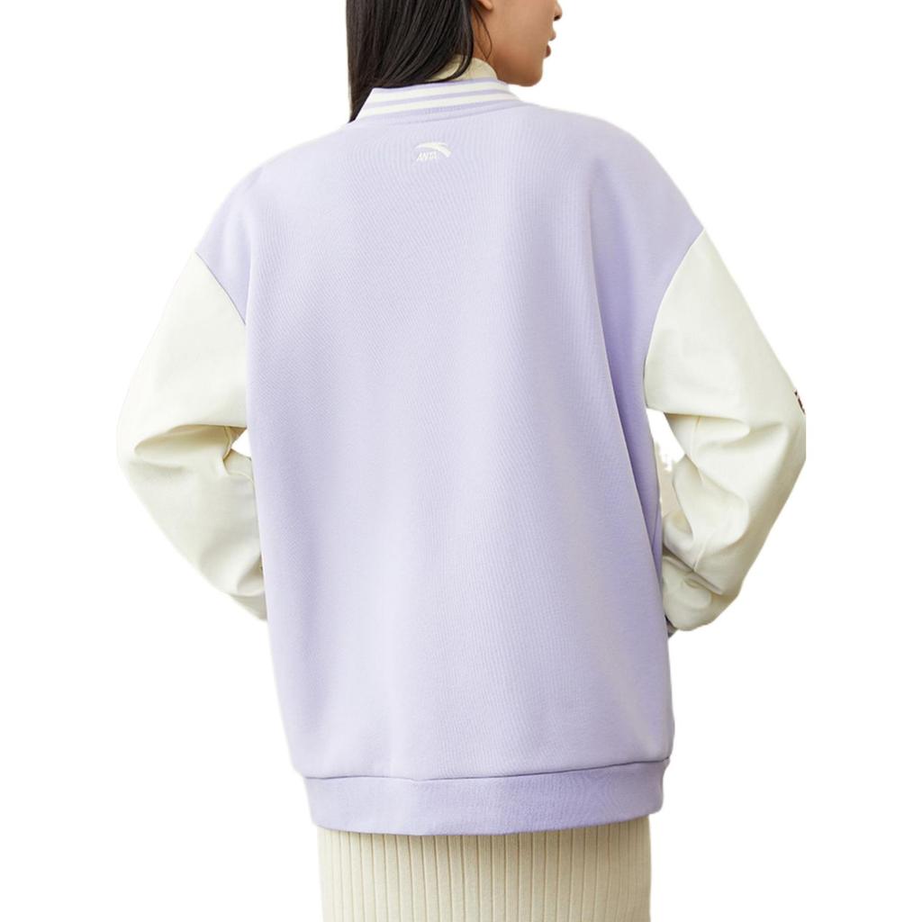 Anta Life Collection Baseball Jackets Women's Purple Baseball Collar Moderate Straight Fit 162248725-2