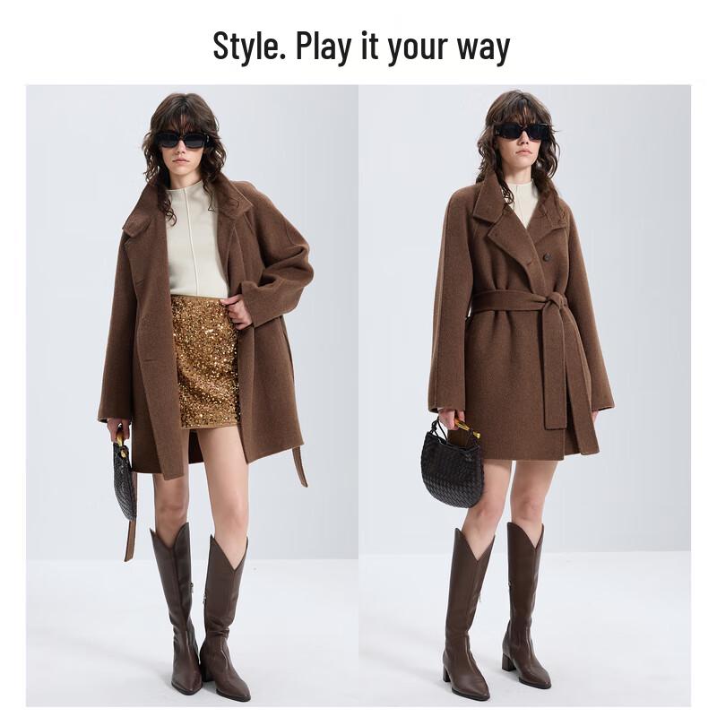 Sancai 2025 Winter Women's Retro Double-faced Wool Coat