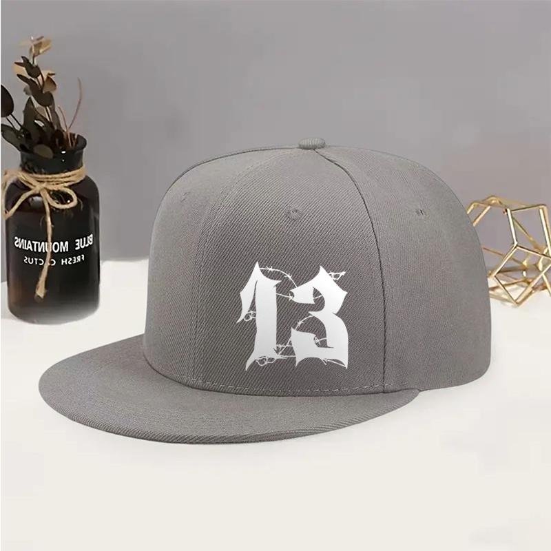 

Number 13 Printed Baseball Cap Street Hip-Hop Cap Urban Fashion Unisex сірий
