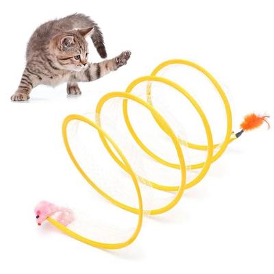 Gefalteter Katzentunnel, S-Typ, Katzentunnel, Federspielzeug, Mäusetunnel mit Bällen und Knisterkatze, Outdoor-Katzenspielzeug für Kätzchen, interaktiv