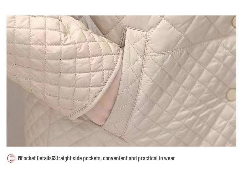 2025 Women's Elegant Quilted Diamond Jacket - Autumn/Winter Lightweight Casual Style