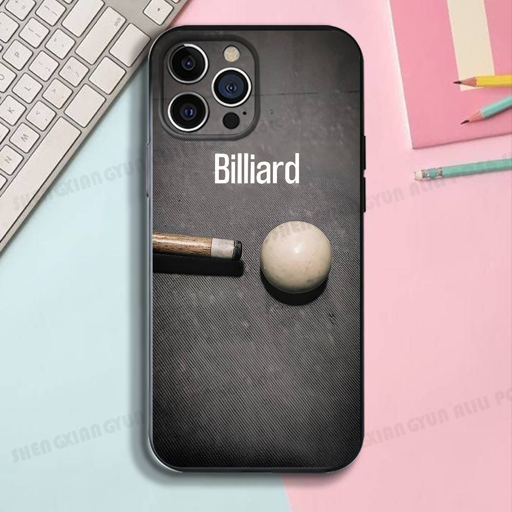 Sport Billard Schwarz Matt Handyhülle Für IPhone 17,16,15,14,13,12,13,12 Pro Max Plus XS Silikon Weiche Rückseite