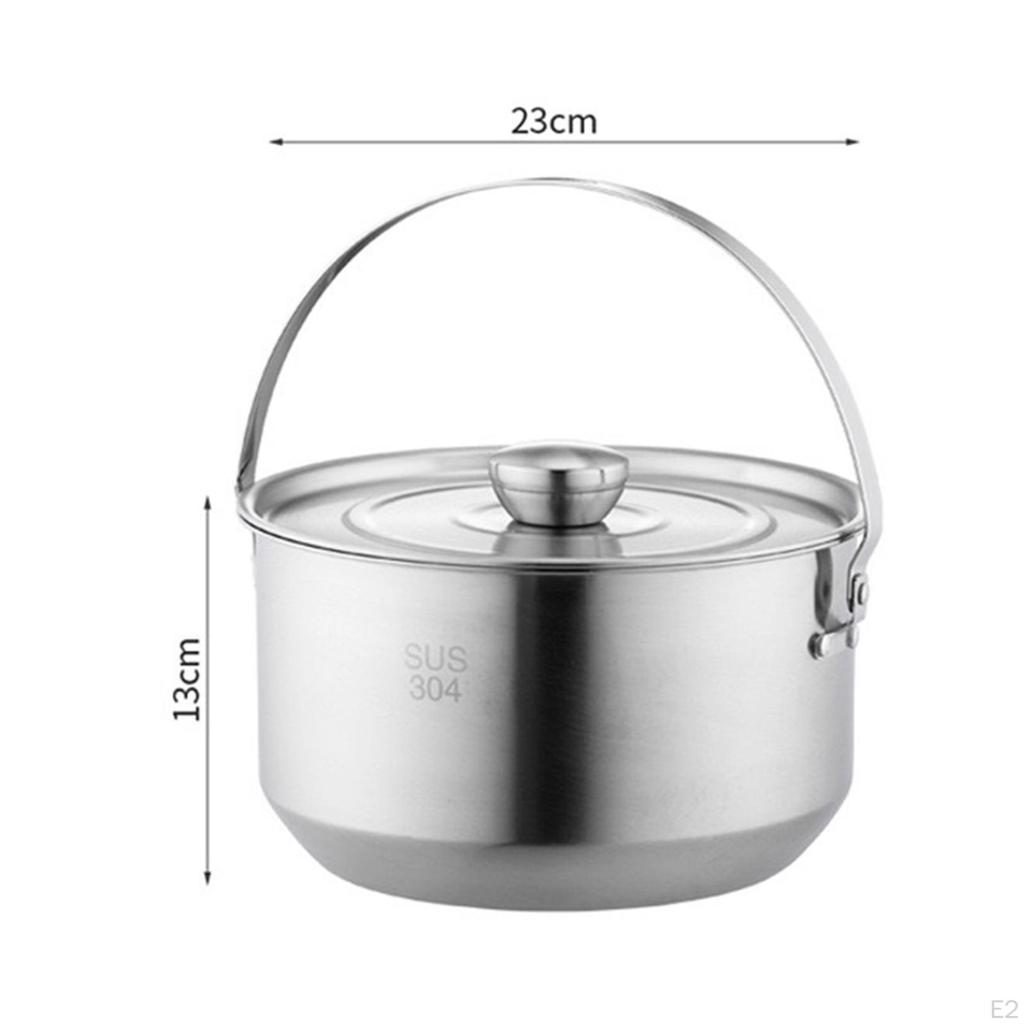 Hanging Pot Stockpot 4500ml Cooking Equipment for Open Fire Lightweight Cookware Portable