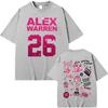 Alex Warren Finding Family on The Road Tour 2026 Merch T Shirt Men's Clothing Hip Hop Harajuku T Shirts Cozy 100% Polyester T-shirt