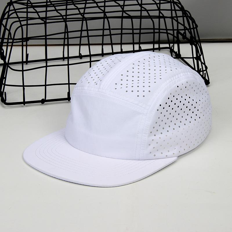 Quick Dry Breathable 5-Panel Laser Perforated Nylon Skate Cap, Summer Short Brim Sun Hat Big Size for Hip Hop Camping M(56-59CM)