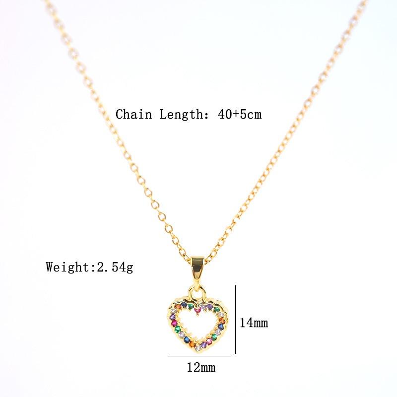 Women Colorful Full Zircon Heart Shaped Titanium Steel Clavicle Necklace