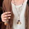 Long-length Wax Rope Walnut Pendant Necklace for Women - A Retro and Niche Design in Modern Chinese Style Accessory