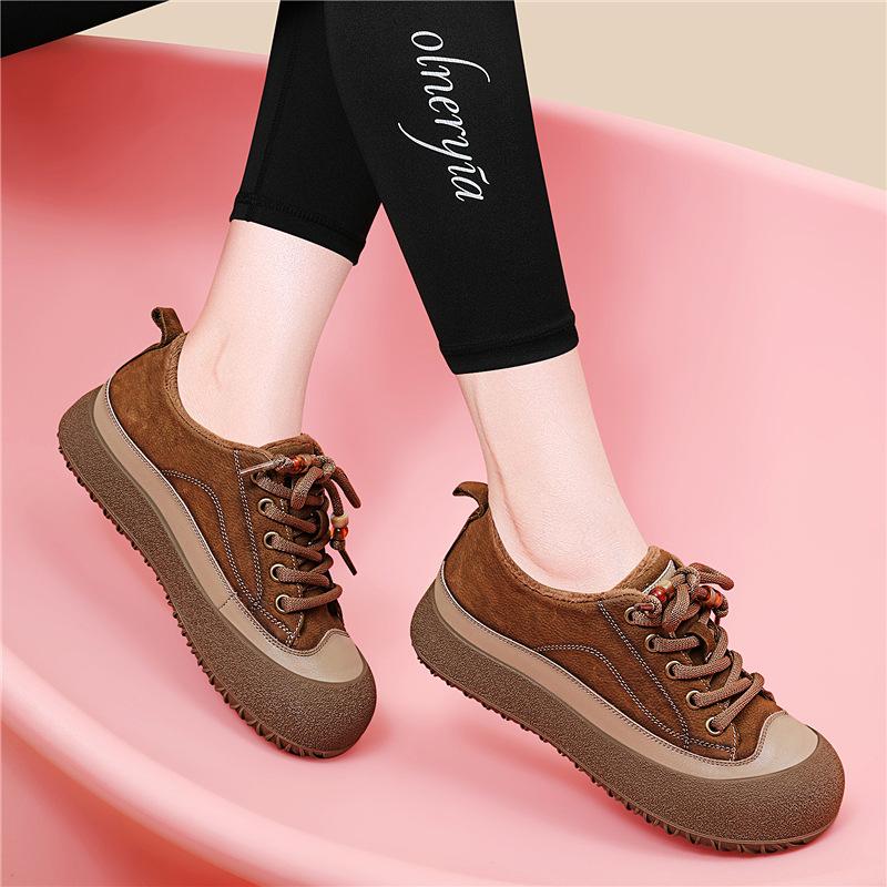 Leather thick-soled velvet casual sports women's shoes autumn and winter new board shoes fashionable and versatile